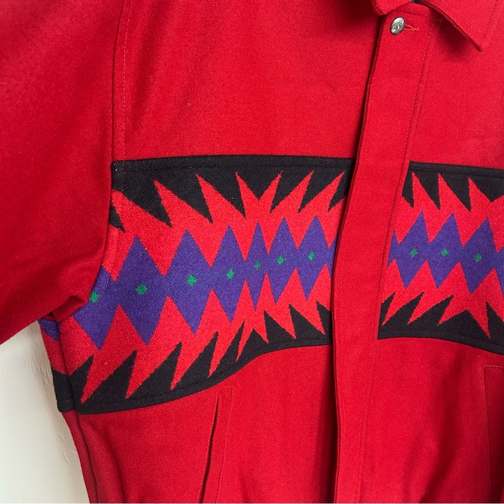 Pendleton Red and Black Geometric Bomber Jacket - image 2